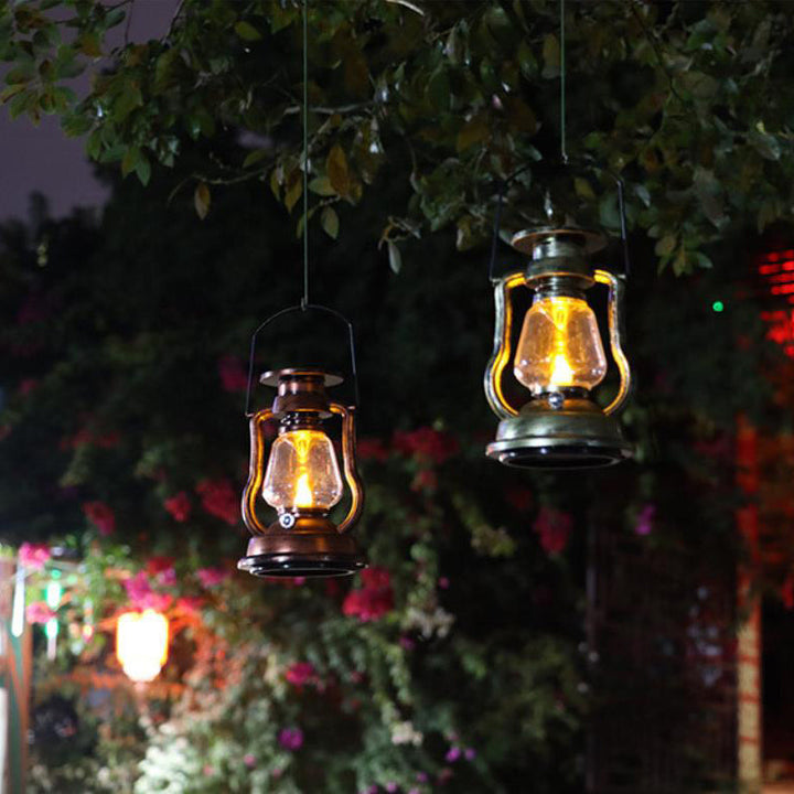 Solar Retro Kerosene Lampe Hest Lampe LED Utendørs Hage Patio Dekorasjon Bærbar Flamme Stearinlys Lys | Skanto