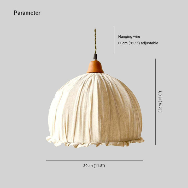 EcoLume - Minimalistisk skandinavisk LED-pendellampe med beige stoffskjerm og justerbar bue for stue og spisestue