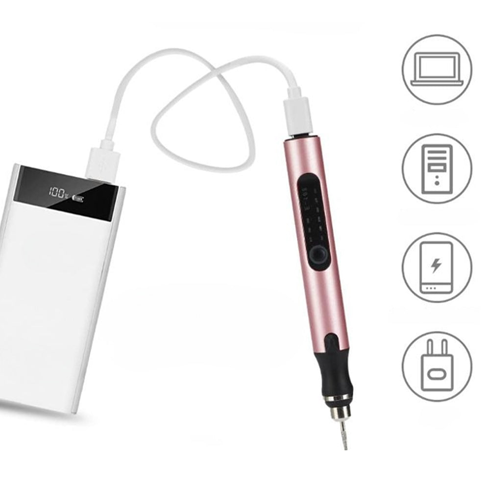 Skanto | USB-Oppladbar Gravørpenn | Presis og Stillegående | Metall, Justerbar Hastighet