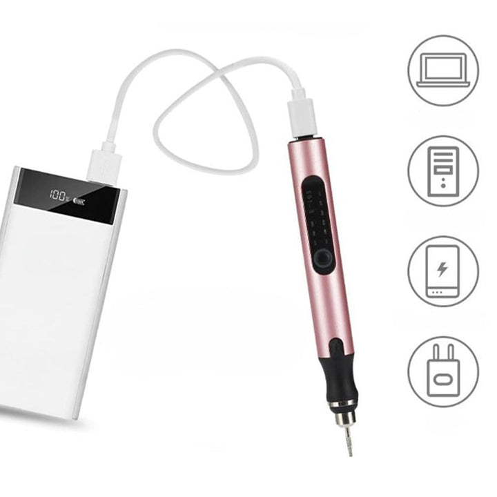Skanto | USB-Oppladbar Gravørpenn | Presis og Stillegående | Metall, Justerbar Hastighet