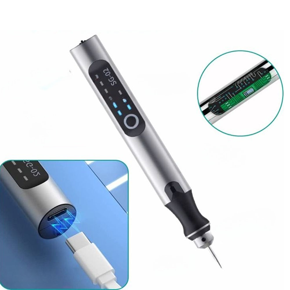 Skanto | USB-Oppladbar Gravørpenn | Presis og Stillegående | Metall, Justerbar Hastighet