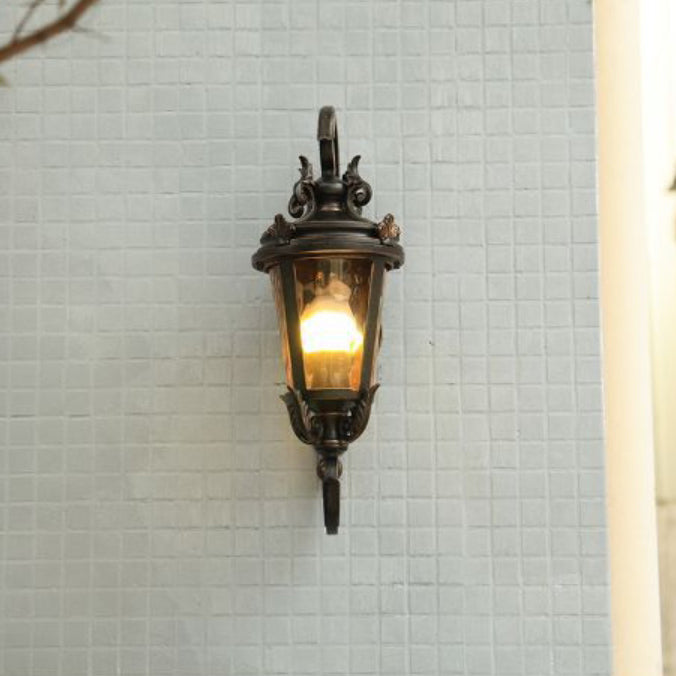 Tradisjonell europeisk vanntett aluminiums glassylinder 1-lyskilde vegglampe for utendørs terrasse | Skanto