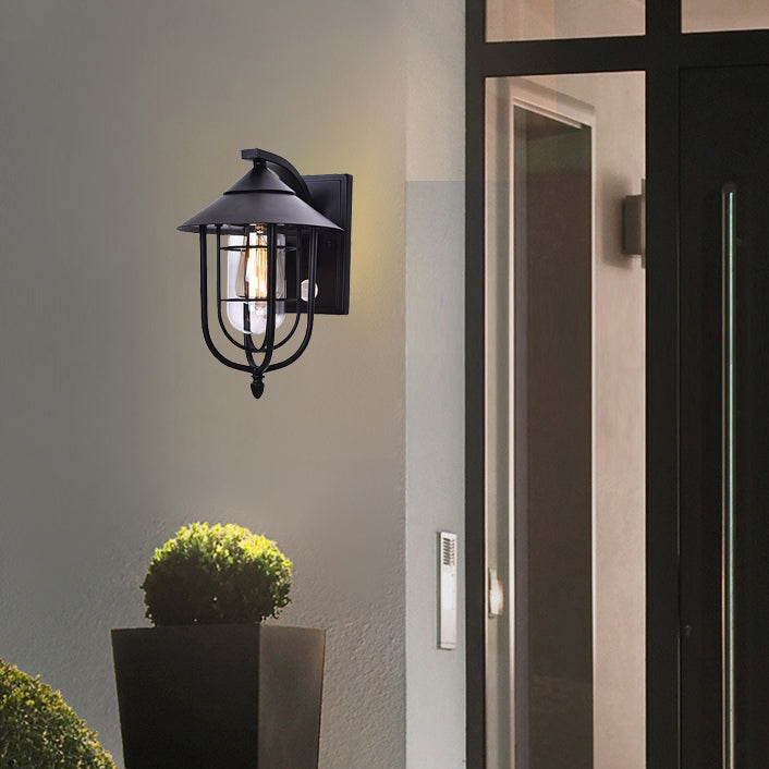 Moderne industriell jern vanntett menneskekroppssensor 1-lampe utendørs vegglampe for utendørs terrasse | Skanto