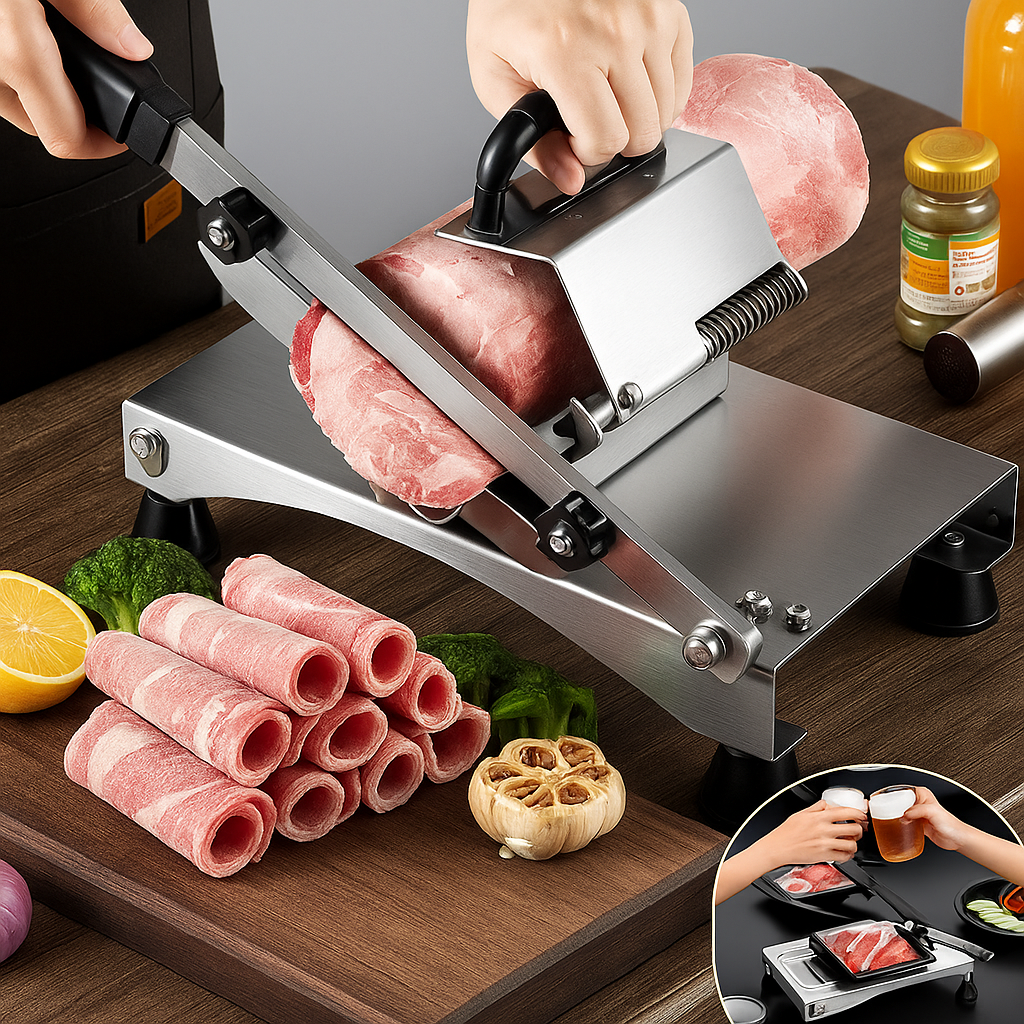 Skanto | SlicePro – Rustfritt Stål Matkutter for Hjemmebruk | Justerbar Tykkelse | Presis Kutting