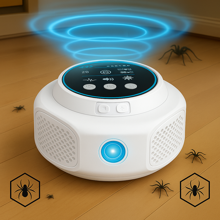 Skanto | Plug-In Ultralyd Edderkopp Repeller | Kjemikaliefri. Sikker & Stille for Hjemmet Dekning