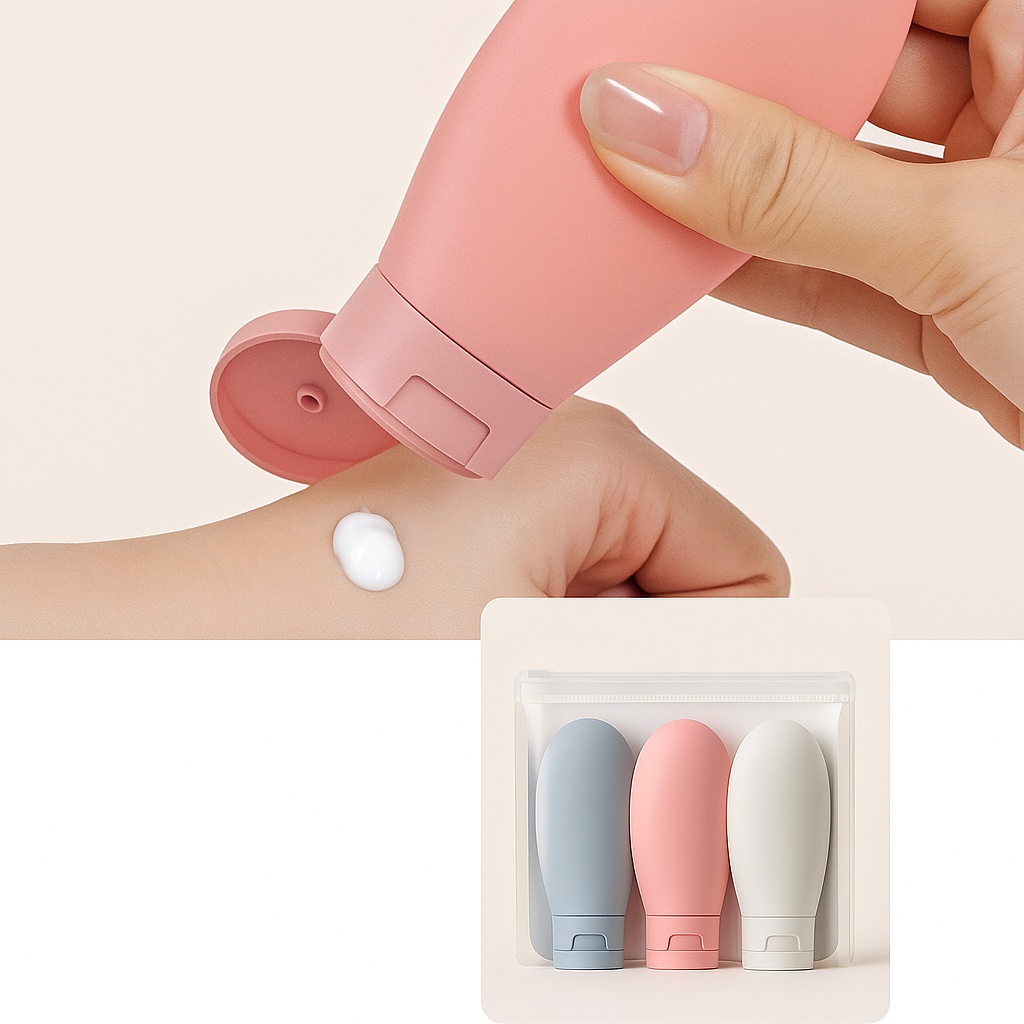 Lekkasjesikker silikon – 60 ml etterfyllbar – Ideell for håndbagasje-turer Skanto