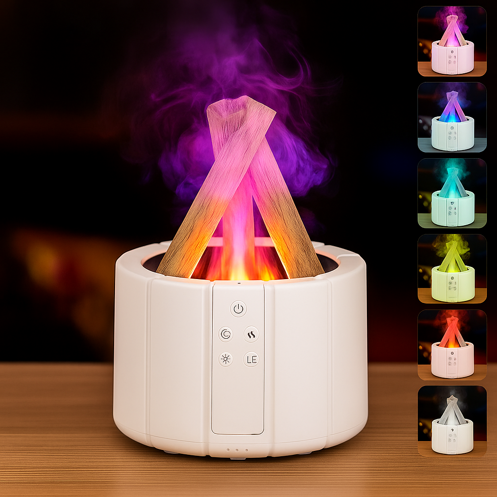 Stille ultrasonisk luftfukter – LED-lampe – Aromaterapi for søvn- og stresslindring Skanto