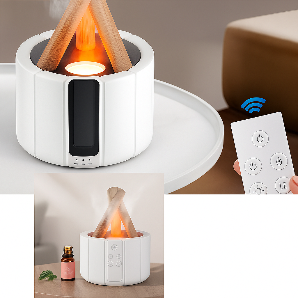 Stille ultrasonisk luftfukter – LED-lampe – Aromaterapi for søvn- og stresslindring Skanto