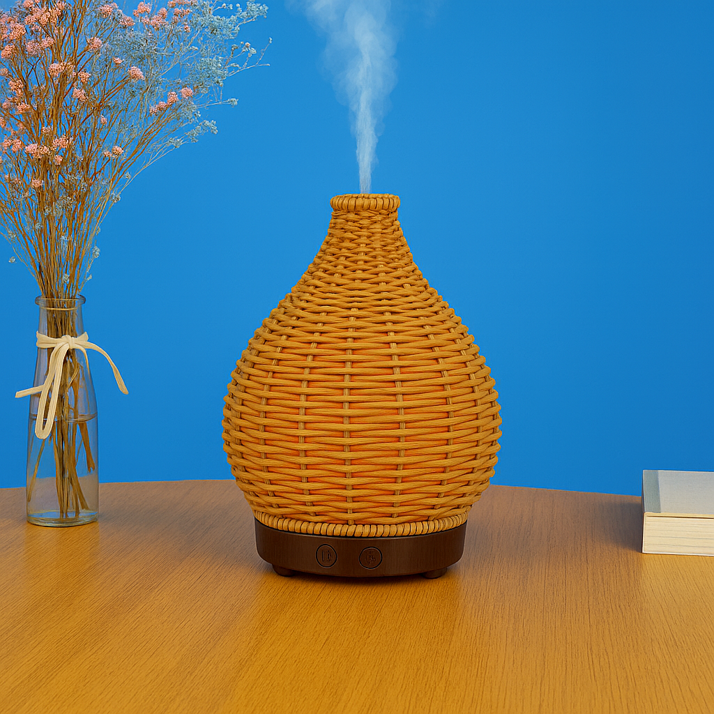 Olje Diffuser – Tørr-Luft Lettelse for Soverom & Barnerom – Stillegående USB 5 V – 80 ml Stilig Vase Design Skanto