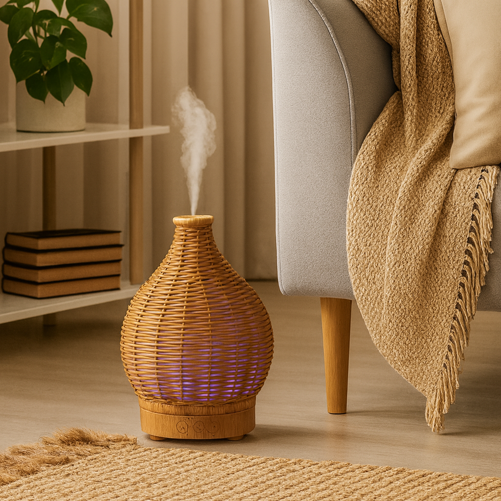 Olje Diffuser – Tørr-Luft Lettelse for Soverom & Barnerom – Stillegående USB 5 V – 80 ml Stilig Vase Design Skanto
