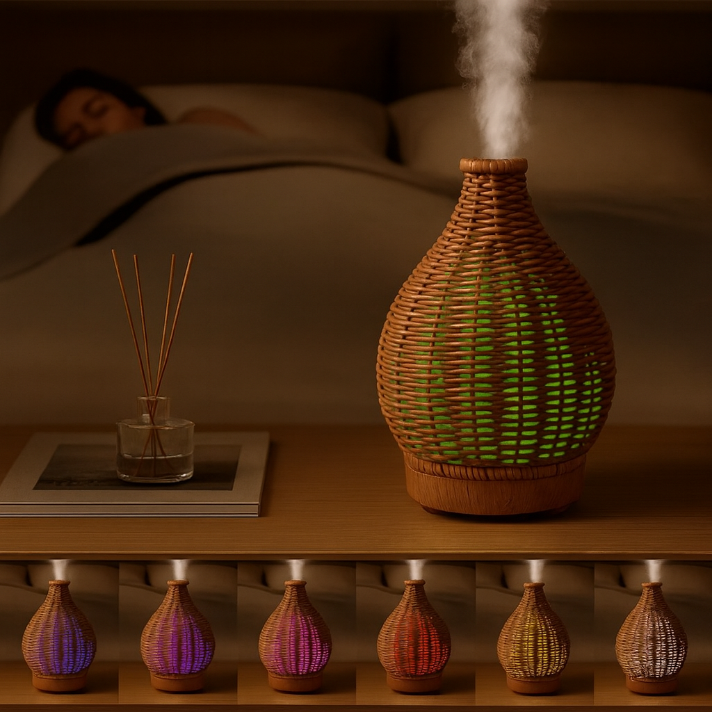 Olje Diffuser – Tørr-Luft Lettelse for Soverom & Barnerom – Stillegående USB 5 V – 80 ml Stilig Vase Design Skanto