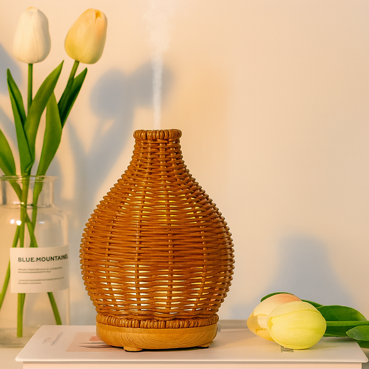 Olje Diffuser – Tørr-Luft Lettelse for Soverom & Barnerom – Stillegående USB 5 V – 80 ml Stilig Vase Design Skanto