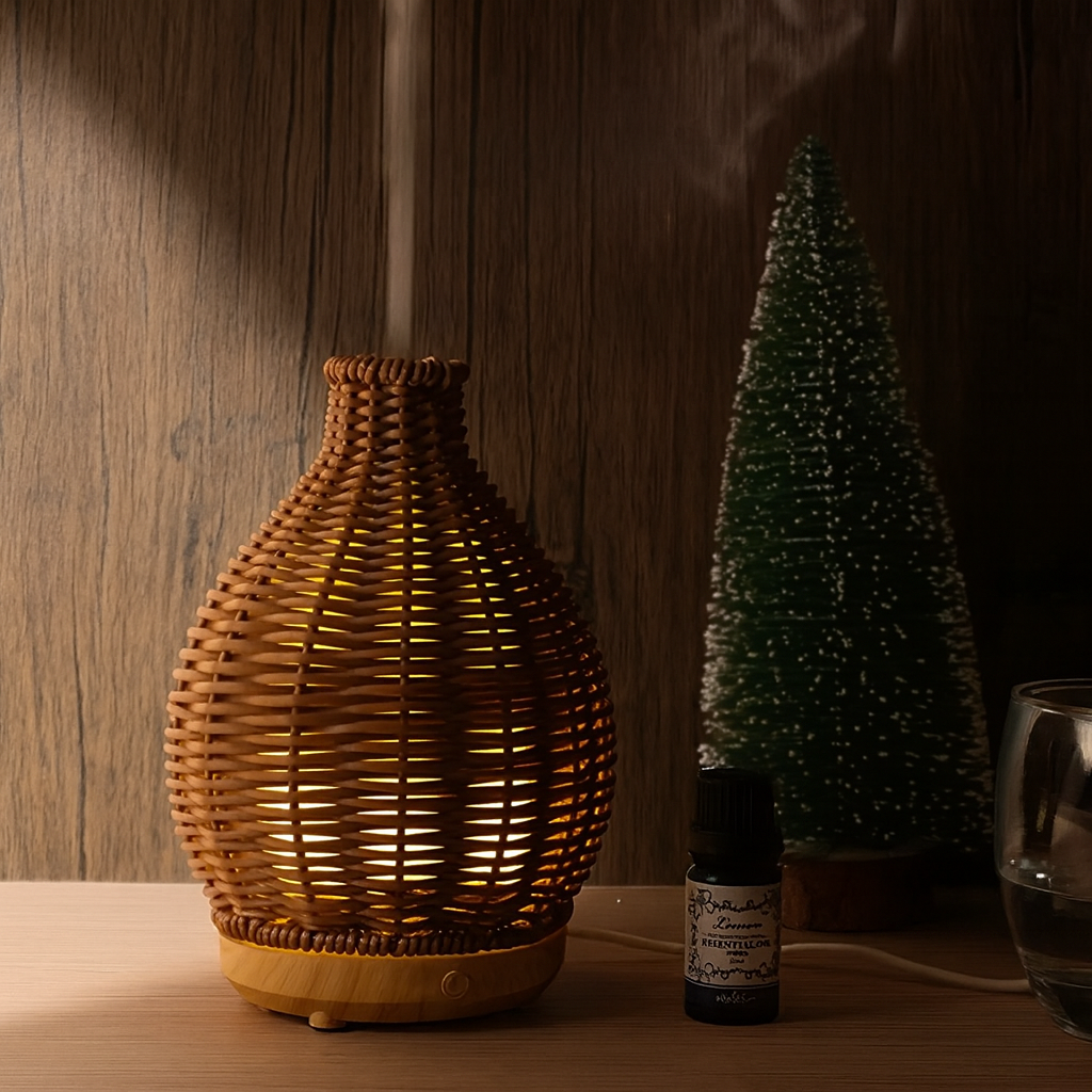 Olje Diffuser – Tørr-Luft Lettelse for Soverom & Barnerom – Stillegående USB 5 V – 80 ml Stilig Vase Design Skanto