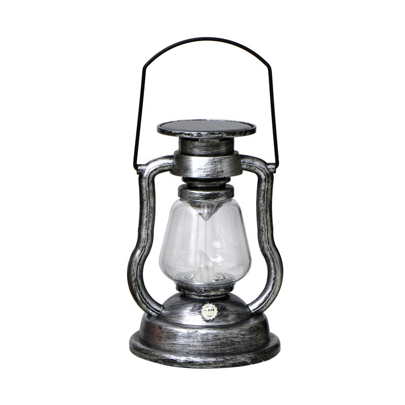 Vintage Stil Solar LED Hurrikan Laterne Med Glasskamin Og Metalhåndtak Skanto