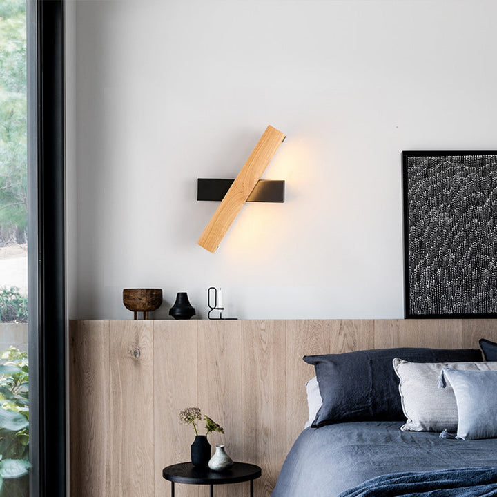 LinearLight - Moderne roterbar LED vegglampe laget av tre for soverom og lesekroker | Minimalistisk design | Skanto