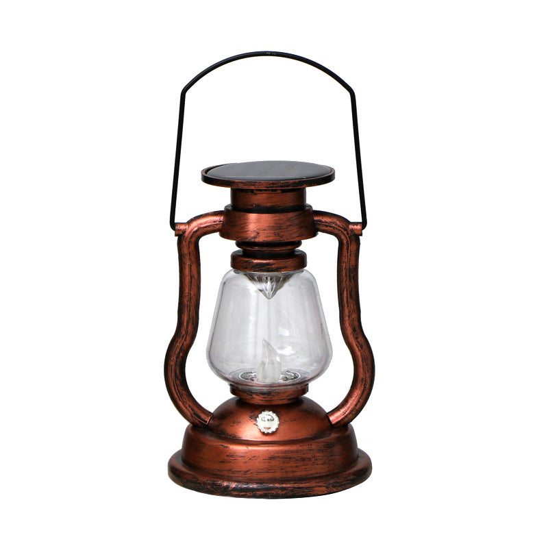 Vintage Stil Solar LED Hurrikan Laterne Med Glasskamin Og Metalhåndtak Skanto