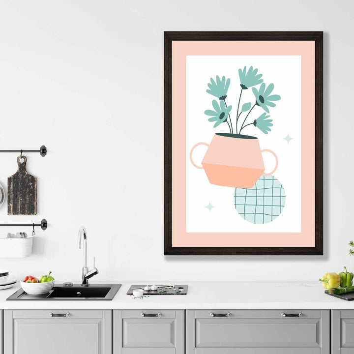 Boho kjøkken pastellfarger rosa blå plakat nr. 1