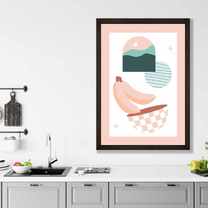 Bohemsk kjøkkenplakat i pastellrosa og blått nr. 3