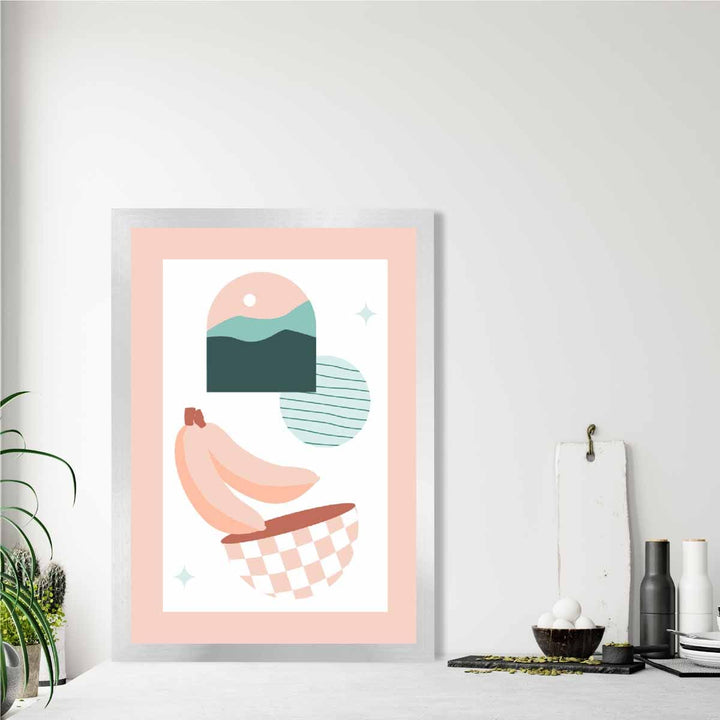 Bohemsk kjøkkenplakat i pastellrosa og blått nr. 3