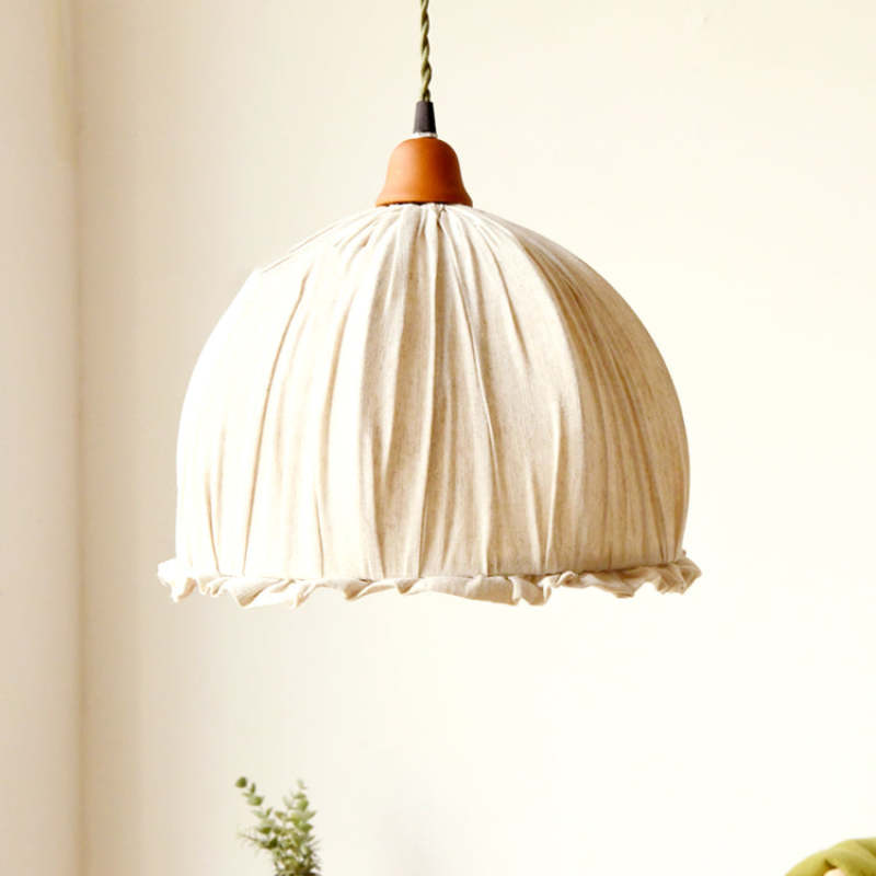 EcoLume - Minimalistisk skandinavisk LED Pendellampe Beige Tørkle, Justerbar for Stue og Spisestue | Skanto