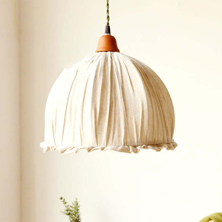 EcoLume - Minimalistisk skandinavisk LED Pendellampe Beige Tørkle, Justerbar for Stue og Spisestue | Skanto