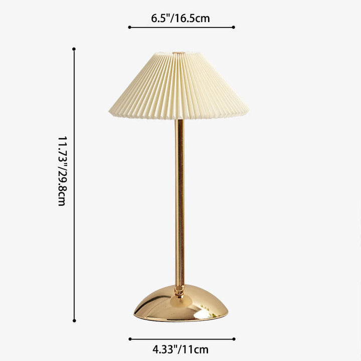 Skanto | Moderne skandinavisk oppladbar jernstoff cone plisserte LED bordlampe for nattbord
