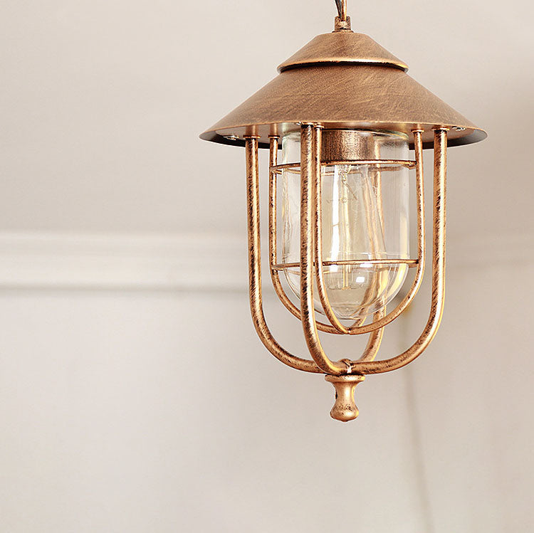 Industriell vintage aluminium bur glass 1-lampe utendørs vanntett pendellampe | Skanto