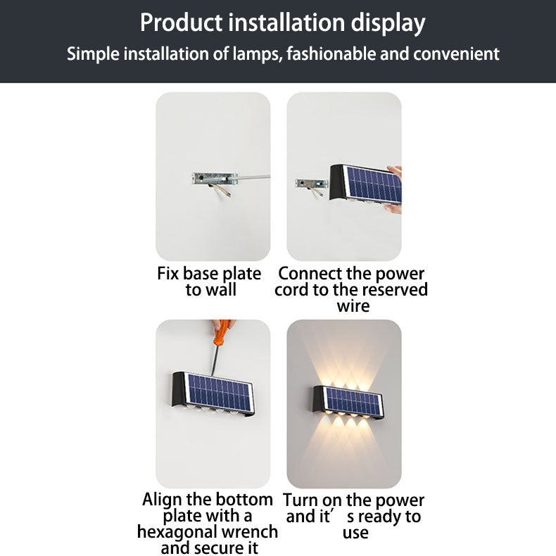 Skanto | Modern Simplicity Solarlampe Vanntett Rektangulær ABS PMMA LED Vegglampe For Utendørs Patio