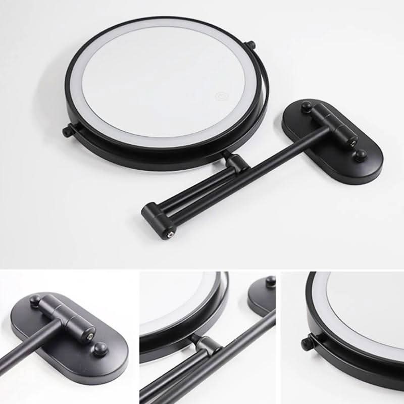 Skanto | Svart LED Oppladbart Speil for Makeup – 3-Farge Lys
