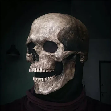 Skanto | Bevegelig Kjeve Realistisk Full Hode Hodeskalle Maske - Menneskelig Skjelettmaske for Halloween Fest