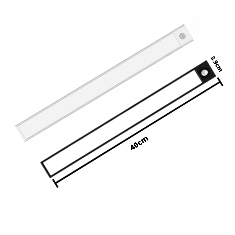 Skanto | Ultra-Tynn LED GlowLight – USB Oppladbar Bevegelsessensor Skaplys med Magnetisk Bakside for Kjøkken, Garderobe eller Klær