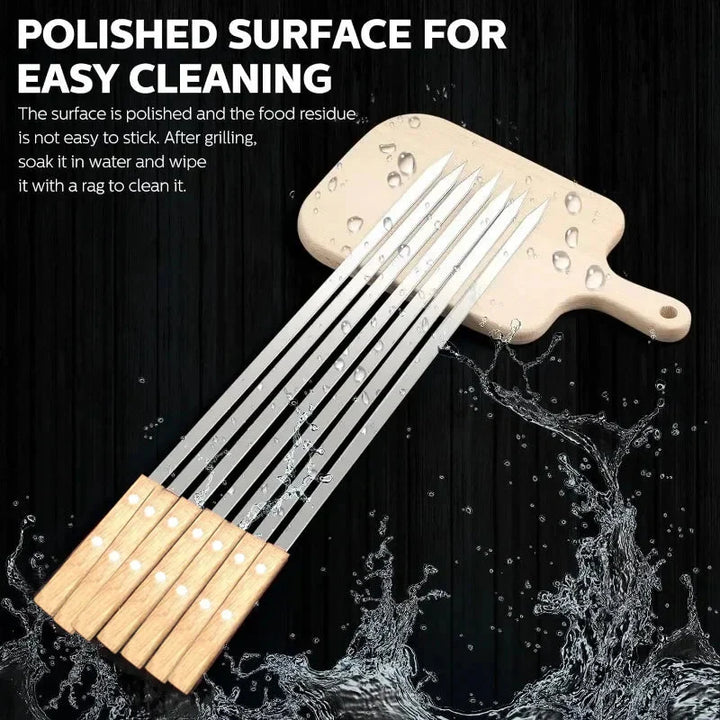 21 Tommers Lang Flat Rustfritt Stål Profesjonell Grilling BBQ Spyd | Skanto