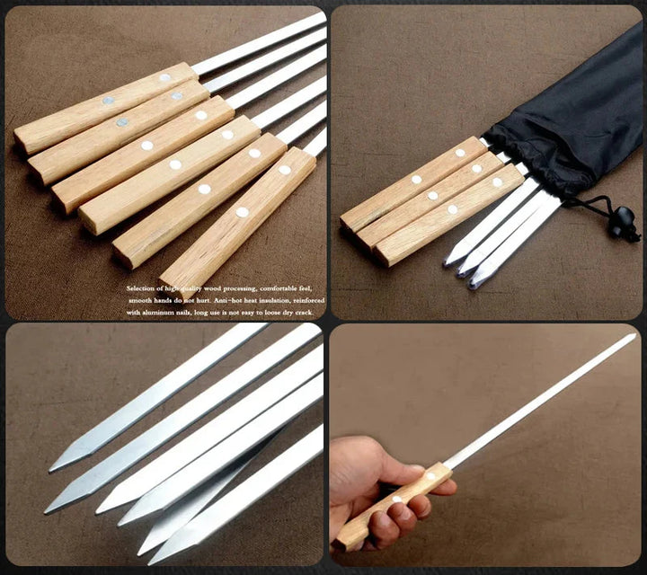 21 Tommers Lang Flat Rustfritt Stål Profesjonell Grilling BBQ Spyd | Skanto