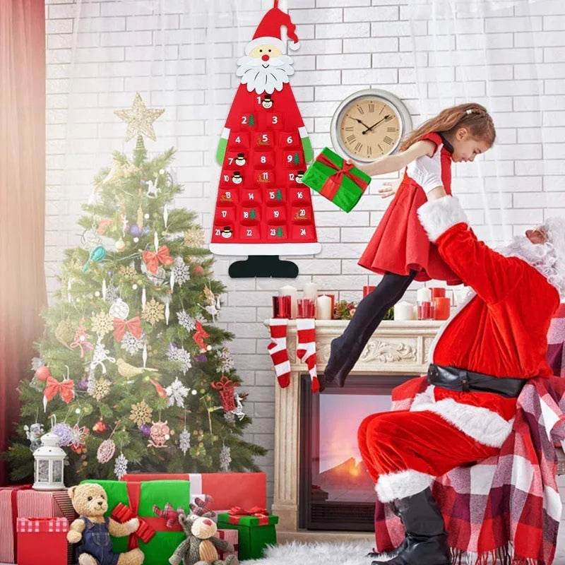 Skanto | Advent Kalender Stoff Jule Hängende Pendant Julenissens Filtnisser DIY Advent Kalender Jule Dekorasjon Jul
