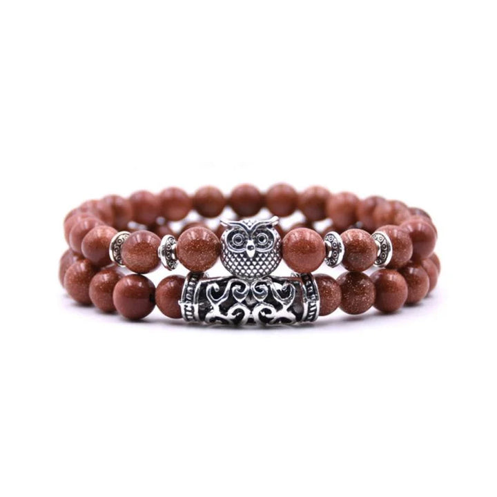 Skanto | Ugle Charm Naturlig Stein Armbånd