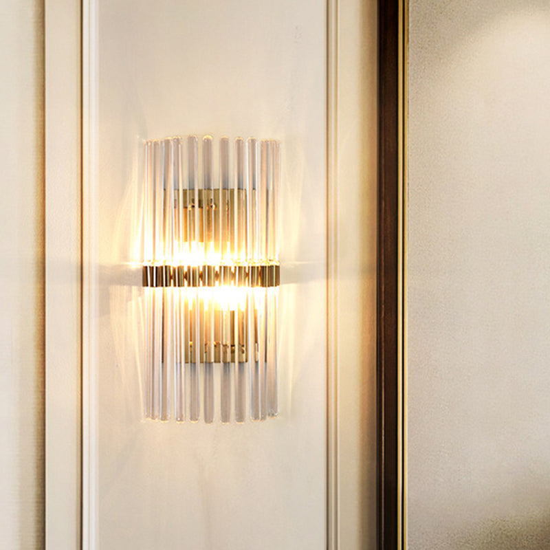 Moderne søyle vegglampe Lys Krystall 2 Hoder Stue Veggmontert Lampe i Gull | Skanto