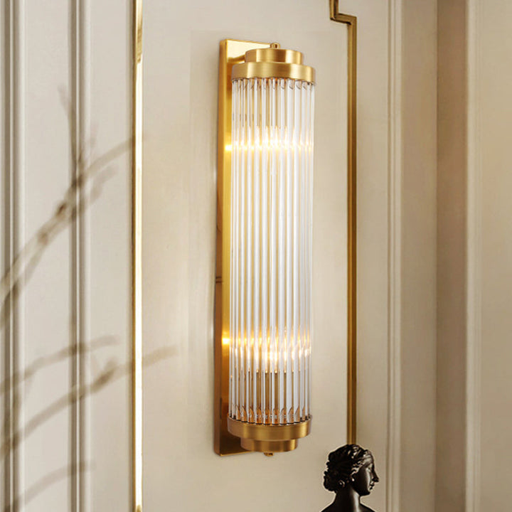 Moderne søyle vegglampe Lys Krystall 2 Hoder Stue Veggmontert Lampe i Gull | Skanto