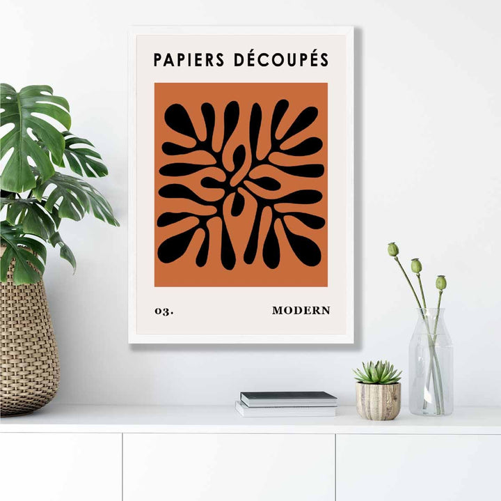 Abstrakt blomsterplakat i mørk oransje og svart nr. 3