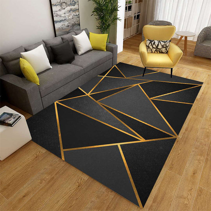 Minimalistisk 3D geometrisk teppe, flerfarget polypropylen-teppe, kjæledyrvennlig, sklisikkert, maskinvaskbart teppe for store rom