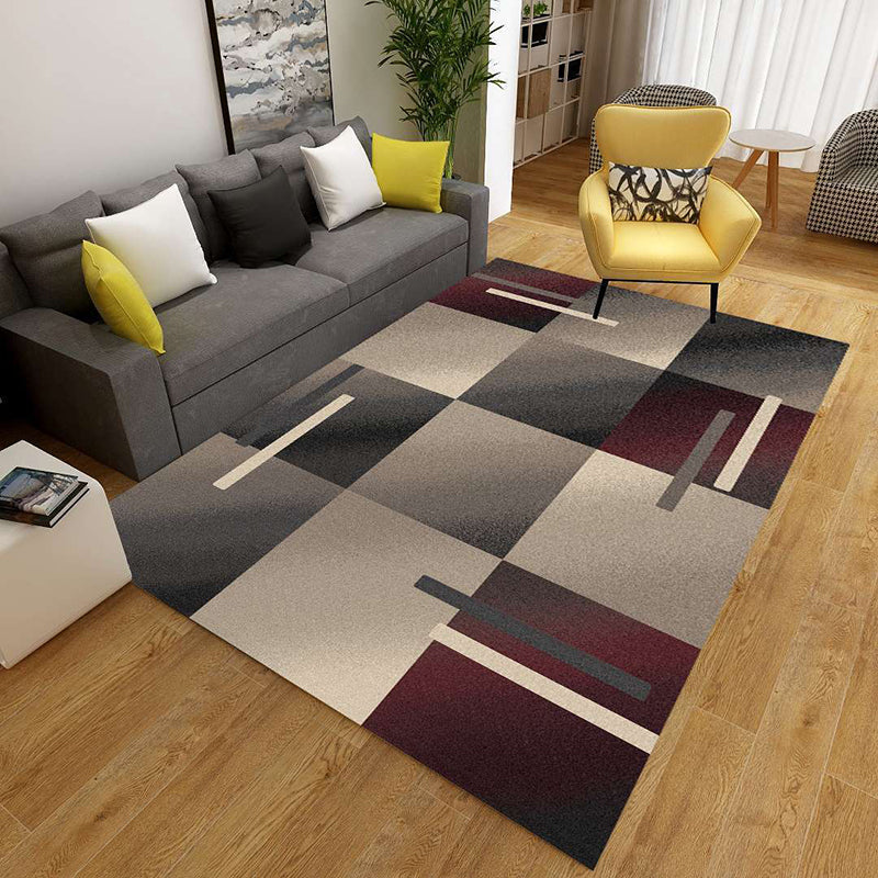 Minimalistisk 3D geometrisk teppe, flerfarget polypropylen-teppe, kjæledyrvennlig, sklisikkert, maskinvaskbart teppe for store rom