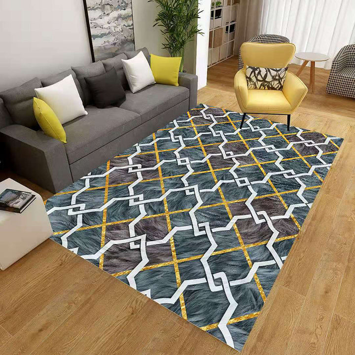 Minimalistisk 3D geometrisk teppe, flerfarget polypropylen-teppe, kjæledyrvennlig, sklisikkert, maskinvaskbart teppe for store rom