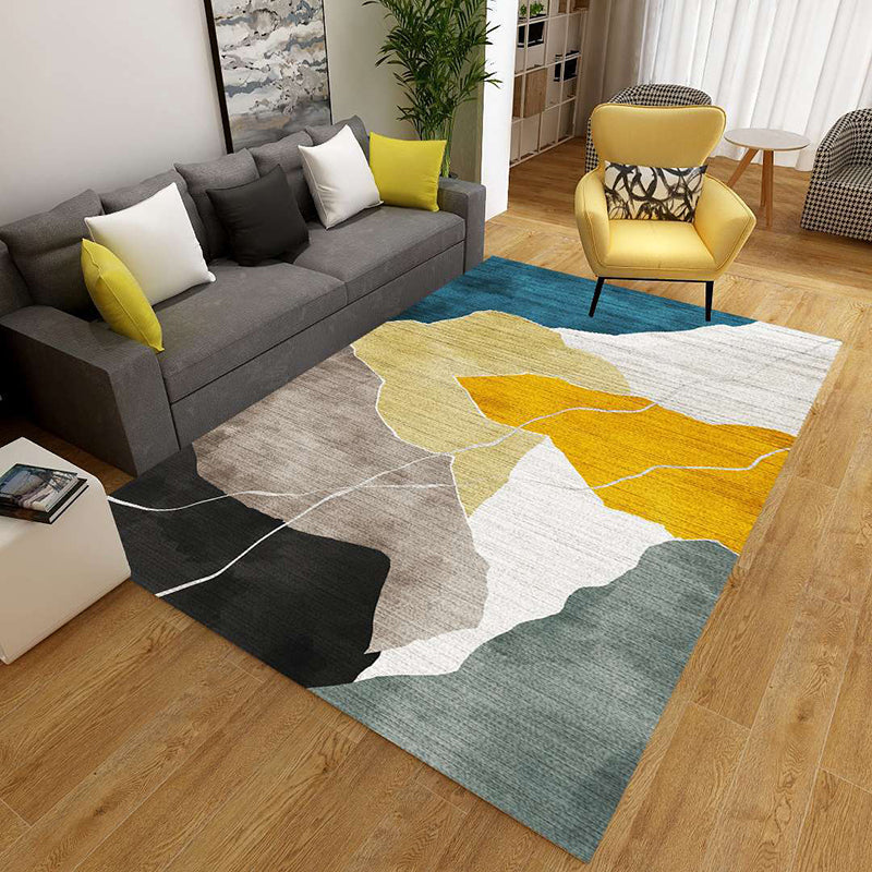 Minimalistisk 3D geometrisk teppe, flerfarget polypropylen-teppe, kjæledyrvennlig, sklisikkert, maskinvaskbart teppe for store rom