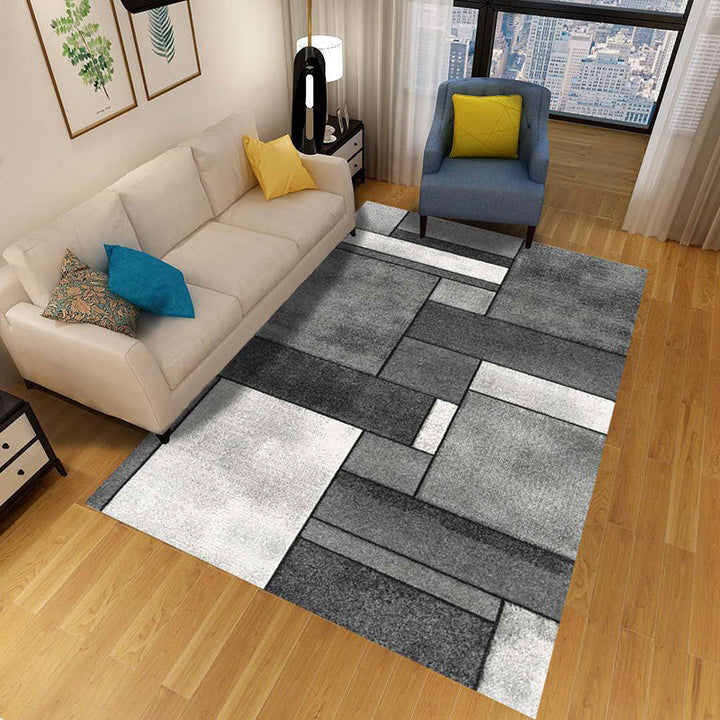 Minimalistisk 3D geometrisk teppe, flerfarget polypropylen-teppe, kjæledyrvennlig, sklisikkert, maskinvaskbart teppe for store rom