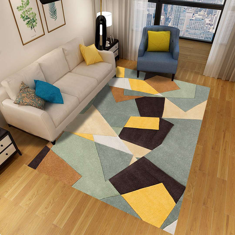 Minimalistisk 3D geometrisk teppe, flerfarget polypropylen-teppe, kjæledyrvennlig, sklisikkert, maskinvaskbart teppe for store rom