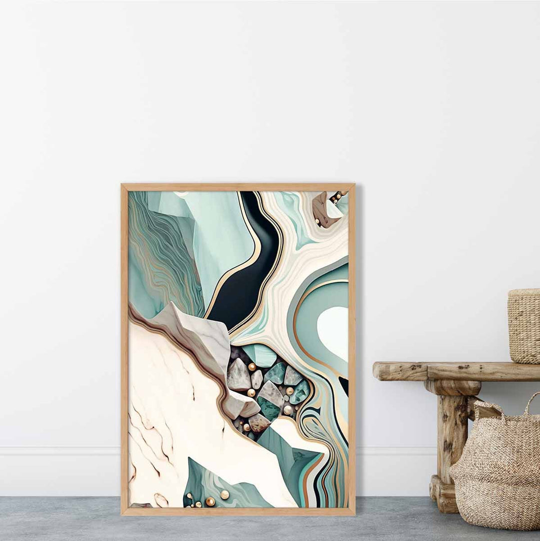 Abstrakt moderne plakat i beige og grønt nr. 1