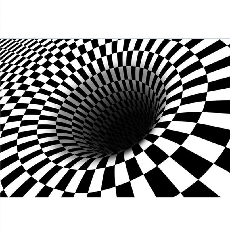 Modern Brain Deception 3D-teppe, svart syntetisk teppe, maskinvaskbart, flekkbestandig, sklisikkert teppe til stue