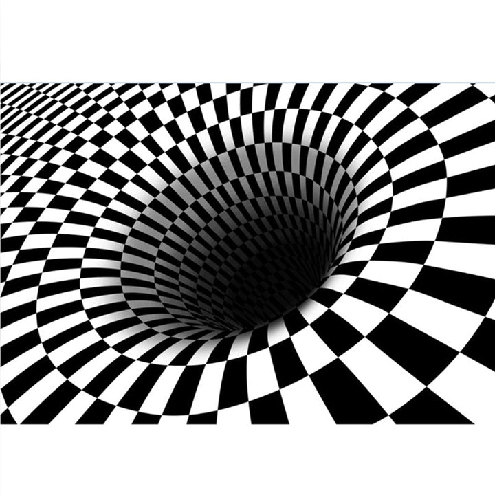 Modern Brain Deception 3D-teppe, svart syntetisk teppe, maskinvaskbart, flekkbestandig, sklisikkert teppe til stue