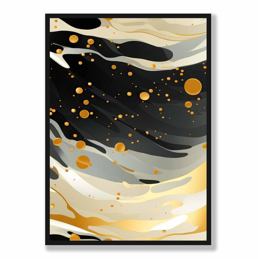 Abstrakt flytende kunsttrykk Gråbeige og gull nr. 1