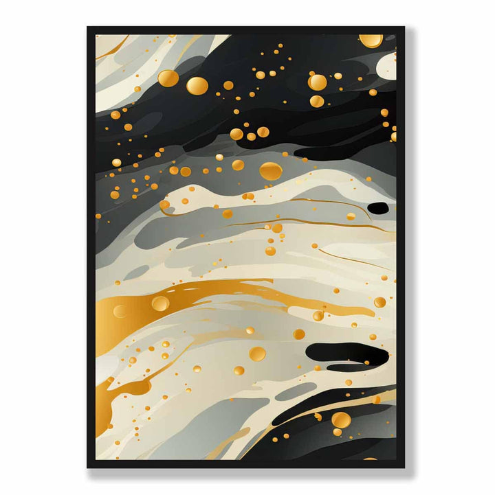 Abstrakt flytende kunsttrykk Gråbeige og gull nr. 2