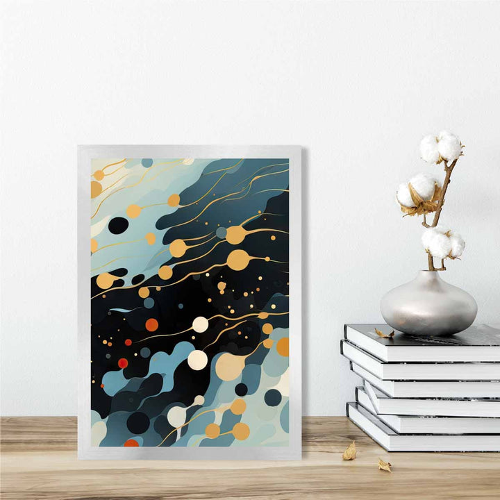Abstrakt flytende kunsttrykk Blå, oransje og rød nr. 3